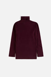 Rib Cotton Turtleneck - Maroon